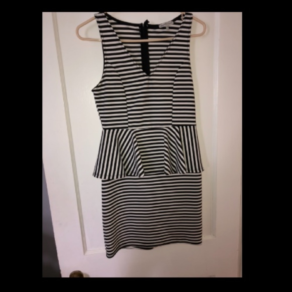 Striped Peplum Bodycon Dress